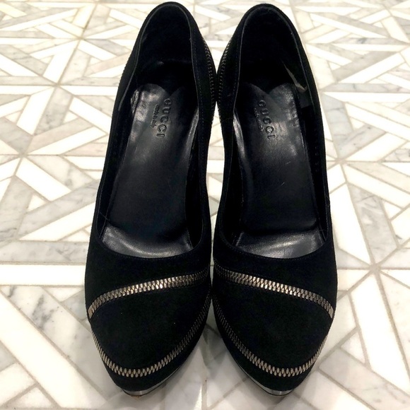 Gucci Zip Detailed Suede Platform Pumps US size 5.5 - Picture 2 of 7